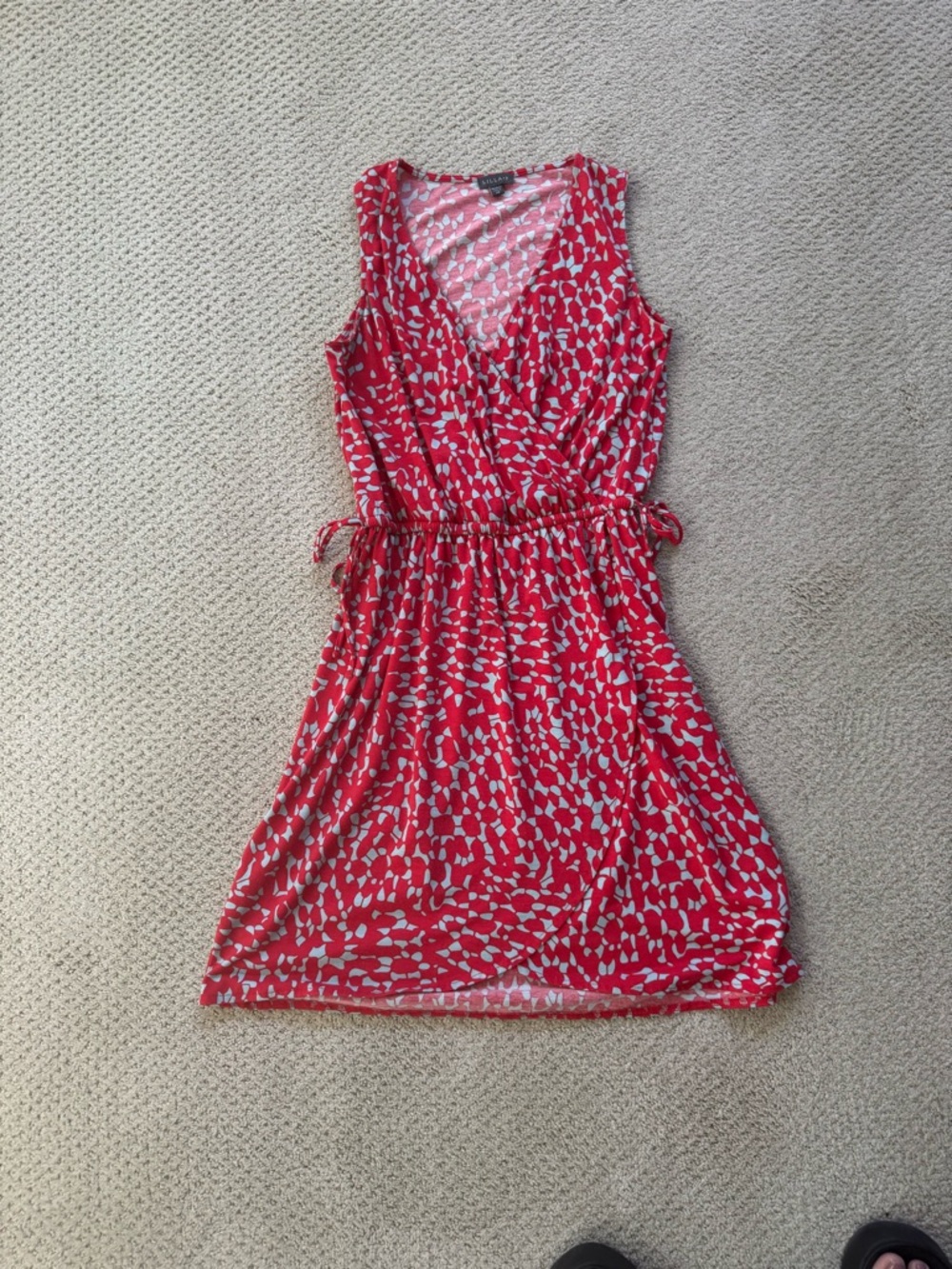 Lilla P Red & White Sleeveless Wrap-Style Mini Dress